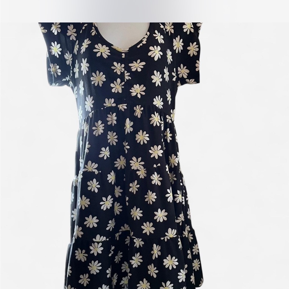 No Boundaries Black Mini Dress Floral Design